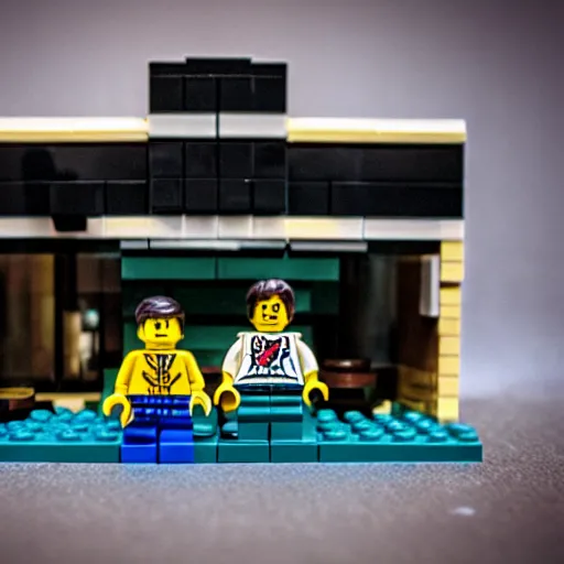 Prompt: Lego Pulp Fiction, tilt shift 35mm film