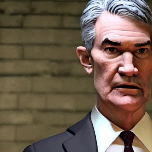 Image similar to Screenshot of Jerome Powell as a character in Dead By Daylight