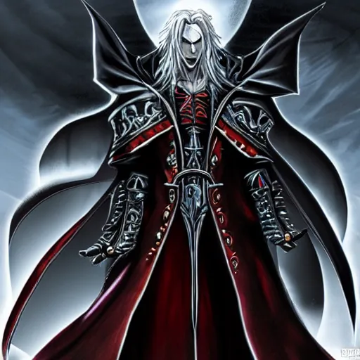 Image similar to Alucard, Castlevania Symphony of the night, full body, concept art, ultra detailed