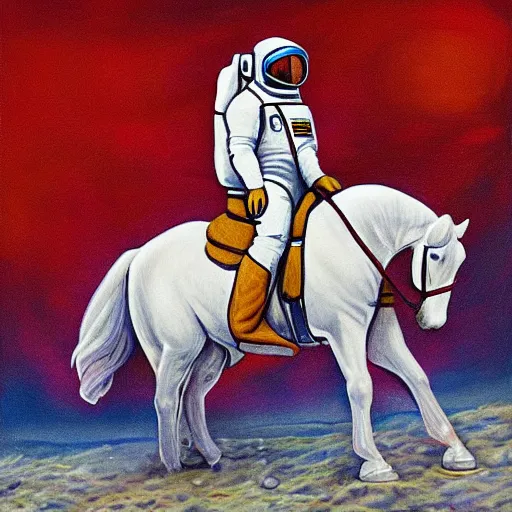 Prompt: an astronaut riding a horse, photorealistic painting