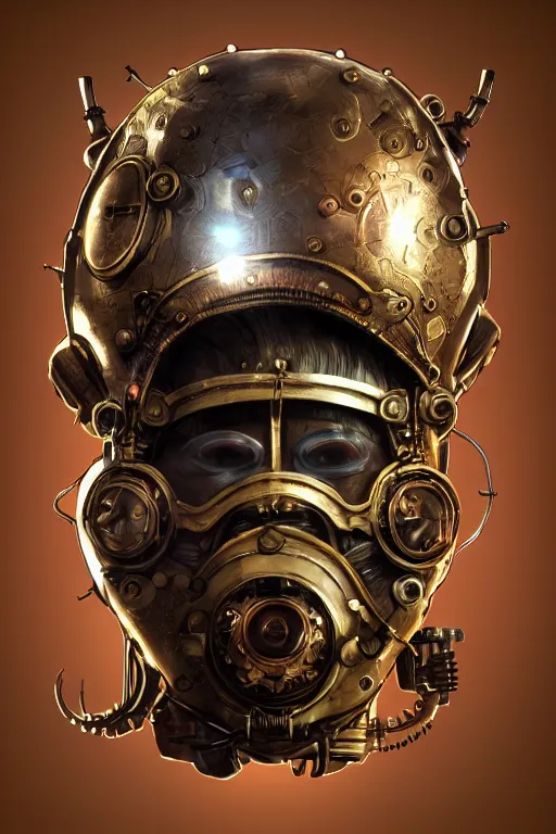 Image similar to steampunk helmet fantasy art mask robot ninja stylized digital illustration sharp focus, elegant intricate digital painting artstation concept art global illumination ray tracing advanced technology chaykin howard and campionpascale and cooke darwyn and davis jack