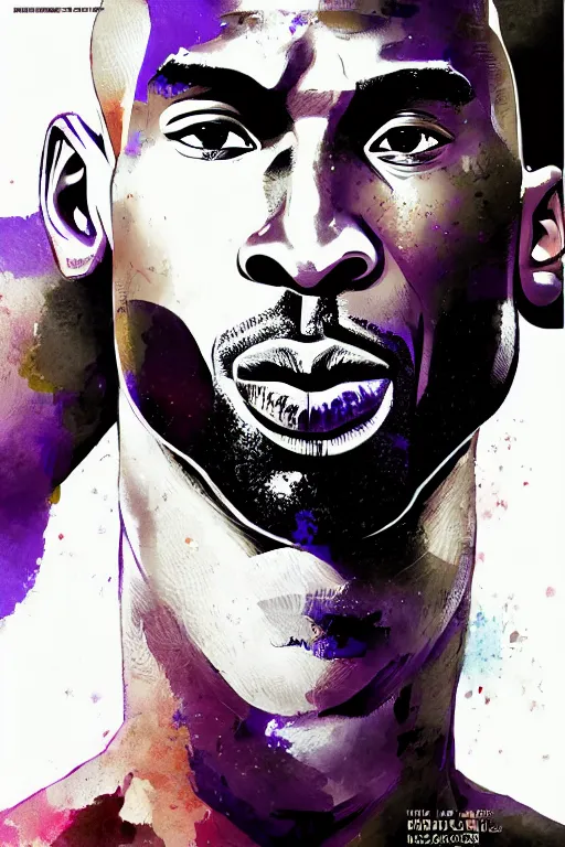 Image similar to kobe bryant, manga cover art, detailed color portrait, artstation trending, 8 k, greg rutkowski