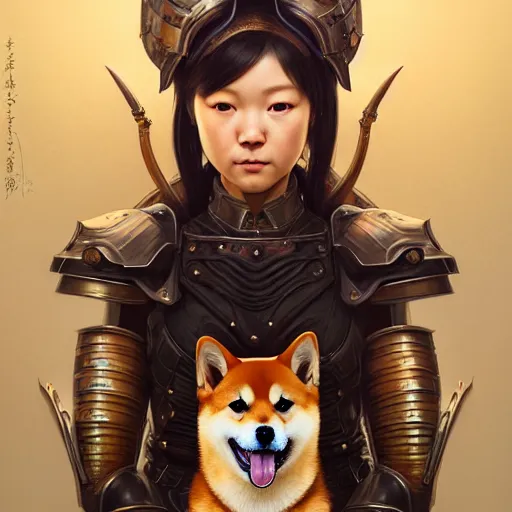 Prompt: portrait painting of a cute shiba inu with armor, ultra realistic, concept art, intricate details, eerie, highly detailed, photorealistic, octane render, 8 k, unreal engine. art by artgerm and greg rutkowski and charlie bowater and magali villeneuve and alphonse mucha