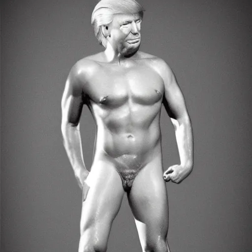Image similar to hyper realistic photo of donald trump as a playboy model, proportional body