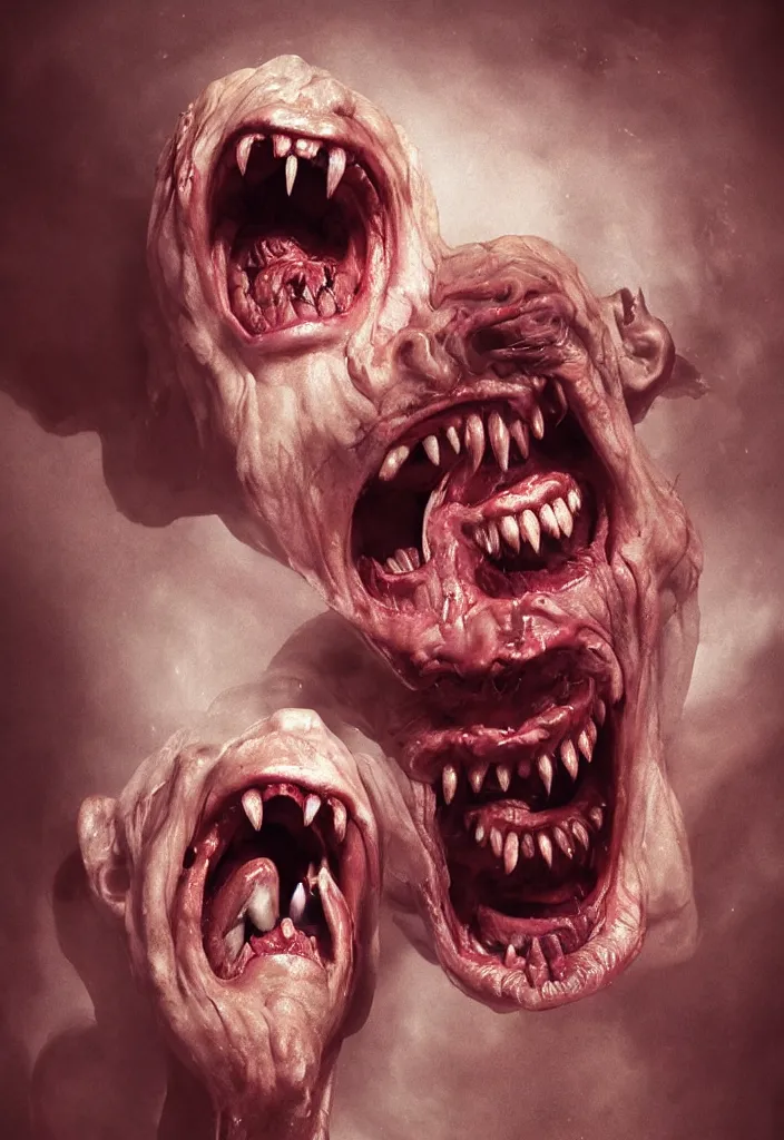 Image similar to portrait of a screaming woman, demon inside of mouth, horror, octane render, artstation, deviantart, cgsociety, 3 d character concept, volumetric lighting, very detailed, 8 k, by jan svankmajer & henry fuseli & otto rapp & zdzisław beksinski & fra angelico & jeff christensen,