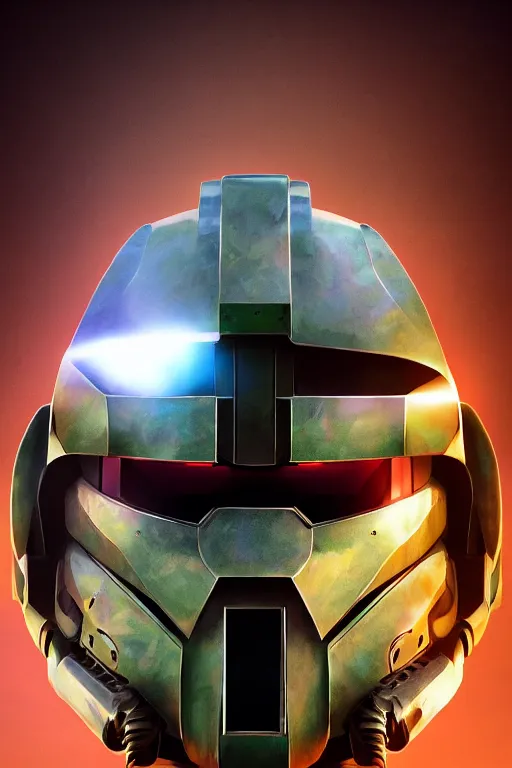 Image similar to robot ninja mask helmet halo master chief radiating a glowing aura global illumination ray tracing hdr fanart arstation by ian pesty and katarzyna da „ bek - chmiel