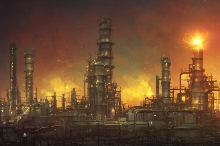 Prompt: refinery basilisk,art by randy vargas,trending on artstation, melty lighting tilt-shift,avant-garde ,award-winning,stuckism ,Toonami ,bokeh ,