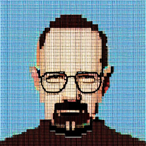 Image similar to walter white, 16 bit, color by number, grid