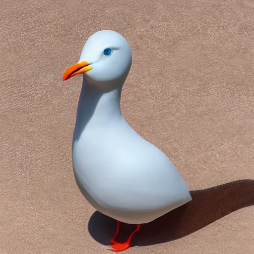 Image similar to seagull made of clay, close up, boke, 4 k