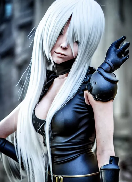 Prompt: a 2 from nier : automata in kiev, ukraine