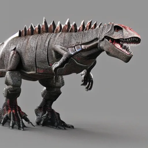 Image similar to 3 d render of a t - rex with a robotic armor. realistic. photo. photorealistic. detailed. high quality. high resolution. lossless quality. lossless. 8 k. hdr. 4 k. 8 k resolution. 1 6 k resolution