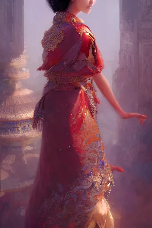 Image similar to chinese princess, gorgeous, portrait, intricate, elegant, volumetric lighting, scenery, digital painting, highly detailed, artstation, sharp focus, illustration, concept art, ruan jia, steve mccurry