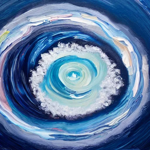 Prompt: a detailed oil painting of a whirlpool in the middle of the ocean