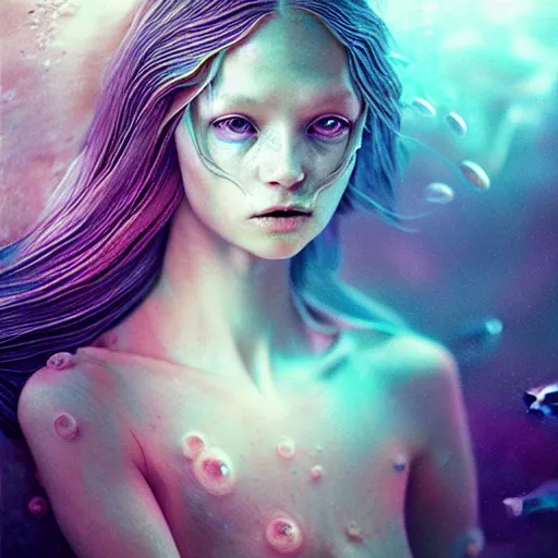 Prompt: ultra realistic horror photo of translucent female alien creature underwater, very intricate details, focus, model pose, artwork by anna dittmann, award winning