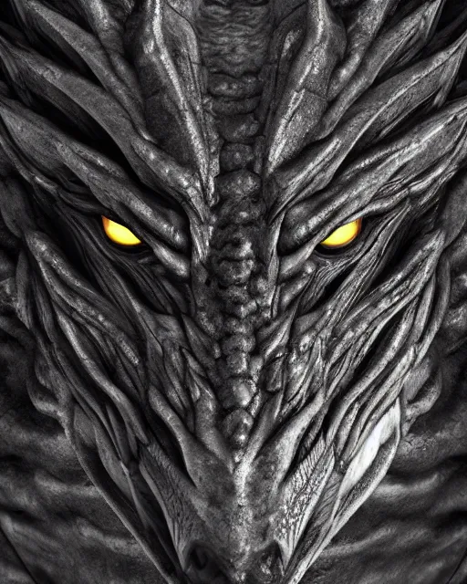 Prompt: portrait of an ominous, strong dragon, photorealistic, 8 k