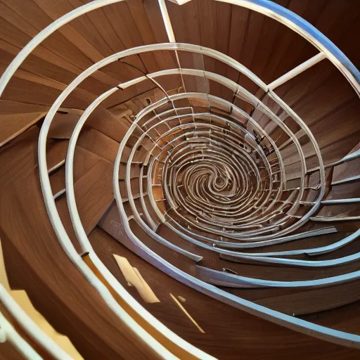 Prompt: maze of stairs to the ted house HD 8K