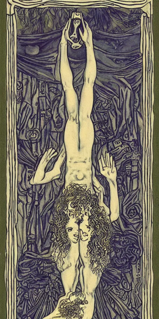 Prompt: the 10 of cups tarot card by Austin osman spare