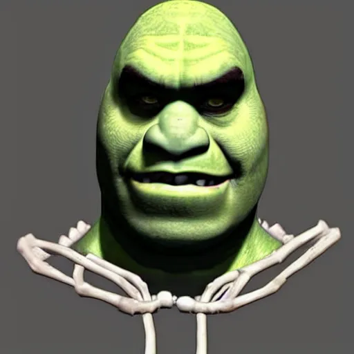 Prompt: skeletal shrek, ultrarealistic