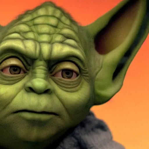 Image similar to drunk nicholas cage as yoda, detailed, cinematic photo