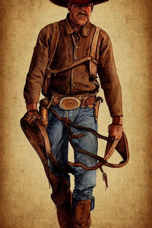 Image similar to realistic shaded poster of a cowboy wild west