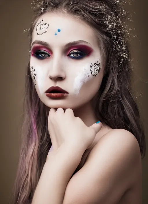 portrait of fairy, symmetric, facepaint facepaint, Stable Diffusion