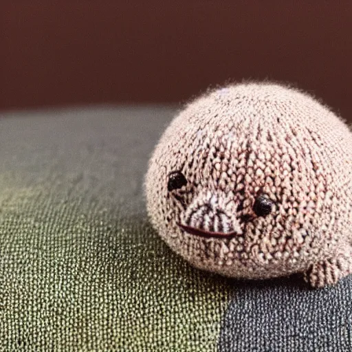 Prompt: a closeup photorealistic smiling knitted tortoise.