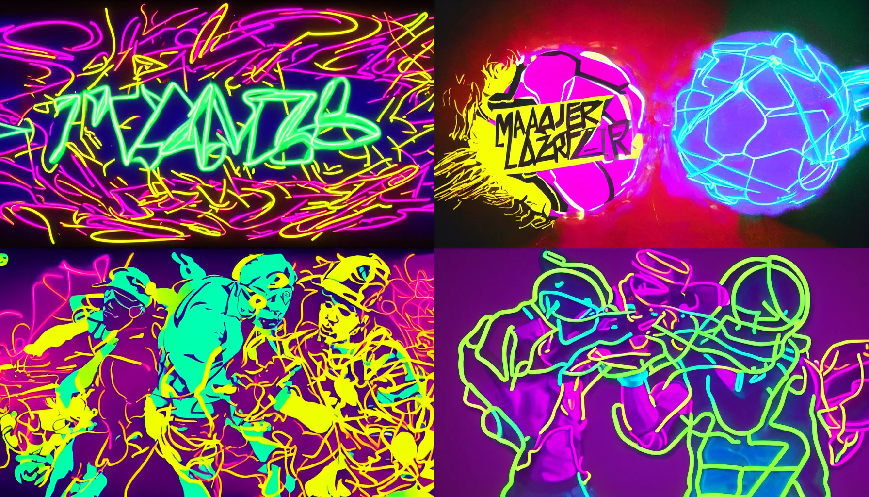 Prompt: Major Lazer, generative neon art, cartoon