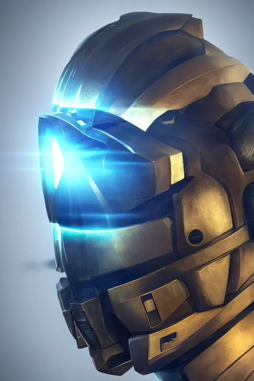 Image similar to robot ninja mask helmet halo master chief radiating a glowing aura global illumination ray tracing hdr fanart arstation by ian pesty and katarzyna da „ bek - chmiel