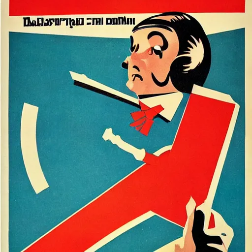 Prompt: soviet propaganda poster from the 1930's depicting the danger of having too much swag