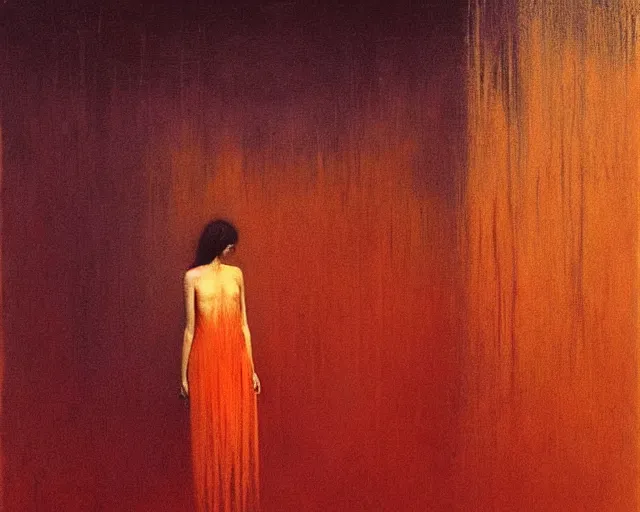 Prompt: by francis bacon, beksinski, mystical redscale photography evocative, expressionism. krysten ritter