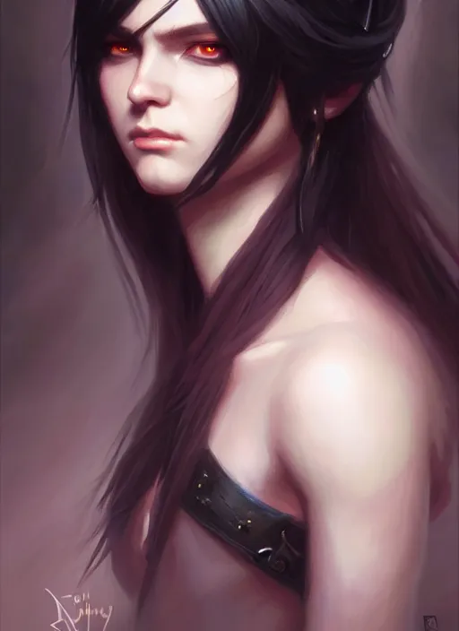 Image similar to a _ fantasy _ style _ portrait _ painting _ of young adult, black fringe hair, round face, rpg dnd oil _ painting _ unreal _ 5 _ daz. _ rpg _ portrait _ extremely _ detailed _ artgerm _ greg _ rutkowski _ greg