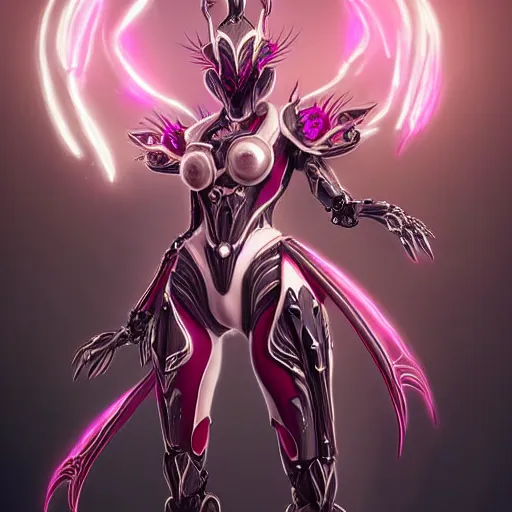 Prompt: highly detailed exquisite fanart, of a beautiful female warframe, but as an anthropomorphic robot female dragon, glowing eyes, off-white plated armor, bright Fuchsia skin, sharp claws, royal elegant pose, close full body and head shot, epic cinematic shot, realistic, professional digital art, high end digital art, sci fi, DeviantArt, artstation, Furaffinity, 8k HD render, epic lighting, depth of field