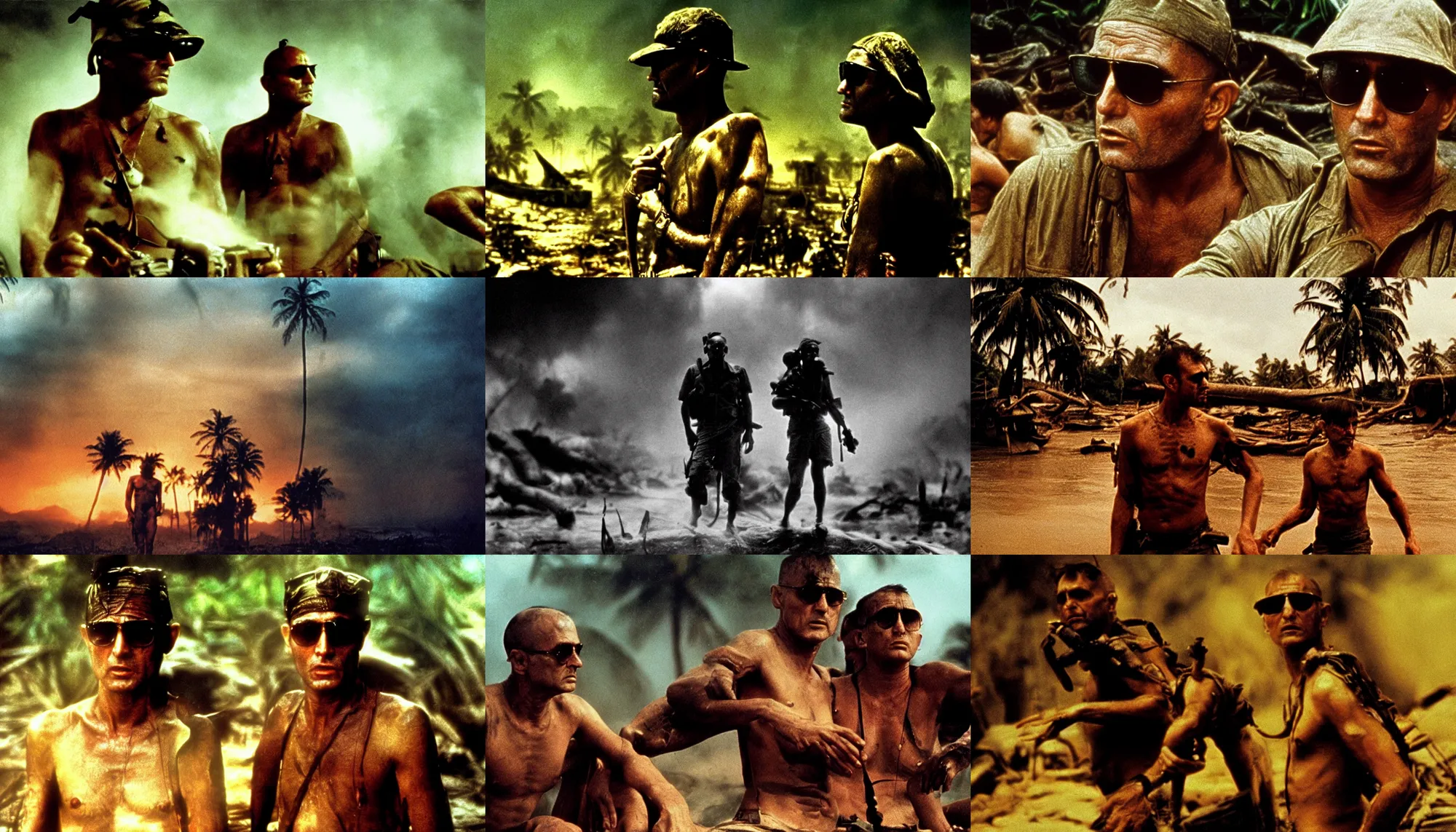 Prompt: apocalypse now film still, photorealistic, cinematic lighting, atmospheric, highly detailed, smooth, sharp focus, photography by haris nukem and annie leibovitz