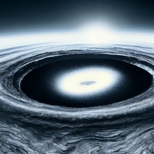 Image similar to a big black hole opening up in the sky, zoomed out shot, landscape, dramatic lighting