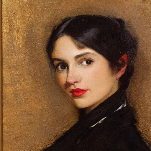 Prompt: a portrait of selina gomez in an 1 8 5 5 painting by elisabeth jerichau - baumann. painting, oil on canvas