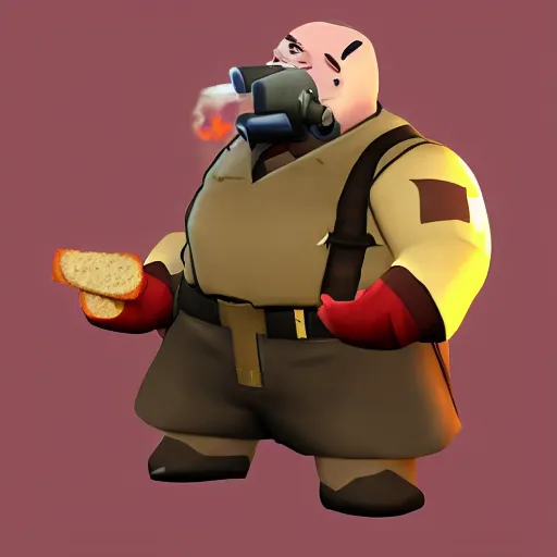 Image similar to Heavy from TF2 eating a sandwich, TF2, trending on artstation