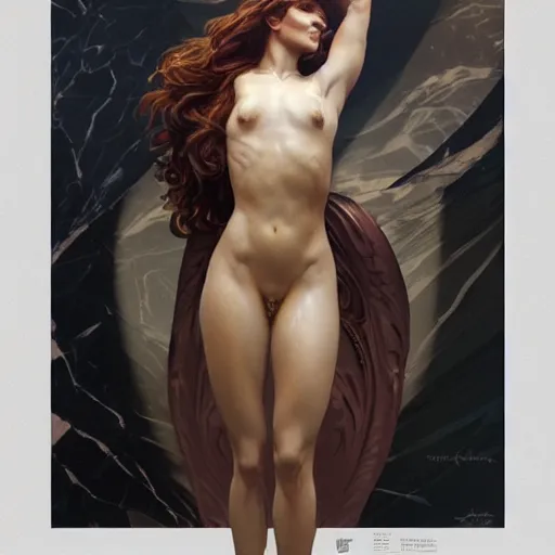 Image similar to full figure ultra realistic illustration, bella thorne as marble statue, intricate, elegant, highly detailed, digital painting, artstation, concept art, smooth, sharp focus, illustration, art by artgerm and greg rutkowski and alphonse mucha