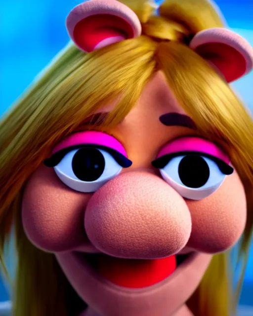 Image similar to detailed portrait, a photo of elyse wlliams as a muppet, unreal engine, hyper realism, realistic shading, cinematic composition, blender render, octane render, ultrawide shot