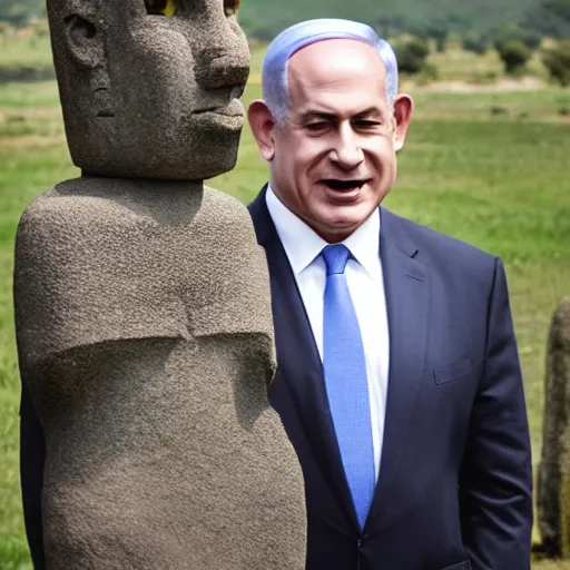 Image similar to benjamin netanyahu as a moai statue