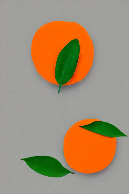 Prompt: minimalist boho style art of an orange with green leaves on white background