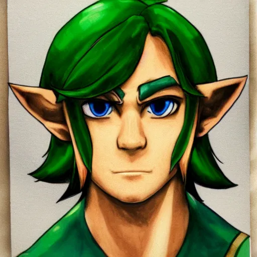 Image similar to a portrait of Link from the legend of Zelda