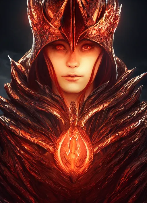 Image similar to crimson beherit, ultra detailed fantasy, elden ring, realistic, dnd character portrait, full body, dnd, rpg, lotr game design fanart by concept art, behance hd, artstation, deviantart, global illumination radiating a glowing aura global illumination ray tracing hdr render in unreal engine 5