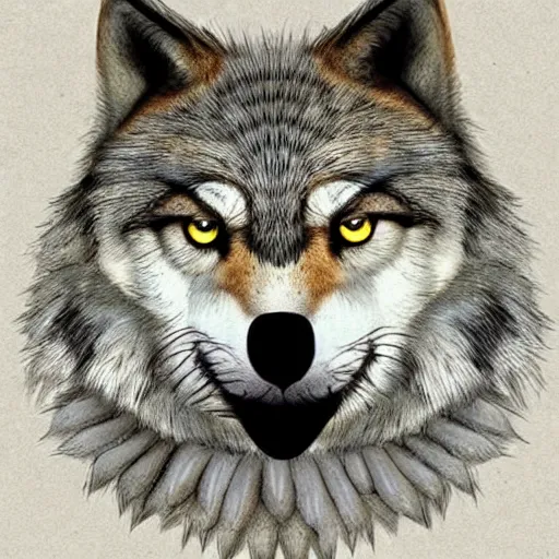 Image similar to ( ( ( wolf ) ) ) with the head of an owl, animal reference sheet, featured on artstation