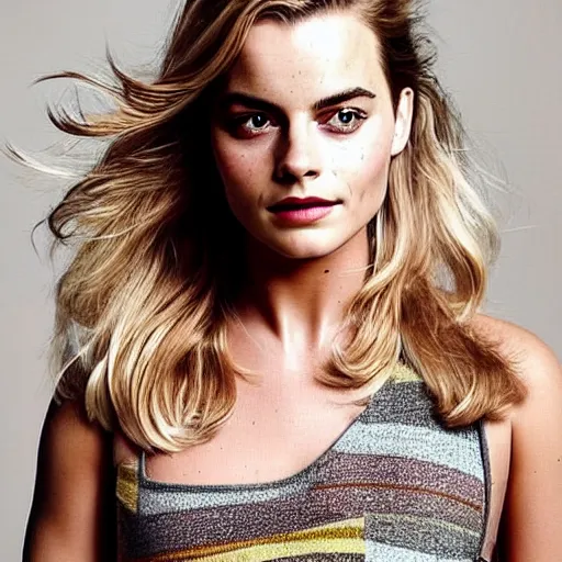 Prompt: a!! woman who is a genetic combination of margot robbie and emma watson face and upper - body focus, detailed eyes