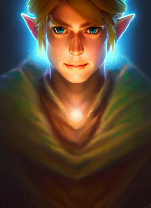 Prompt: portrait of link from the legend of zelda, intricate, elegant, glowing lights, highly detailed, digital painting, artstation, concept art, sharp focus, illustration, art by wlop, mars ravelo and greg rutkowski