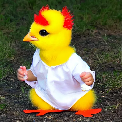 Image similar to cute baby chick dressed as an inmate