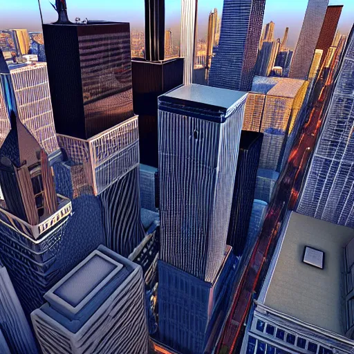 Prompt: Chicago skyline with tall skyscrapers and wide streets with trams and buses and trees and a space elevator rising into the sky, hyperrealistic, 3d realistic, 8k, wide-screen, wallpaper, dramatic lighting, unreal engine 5, trending on artstation, beautifully lit, hyper-detailed