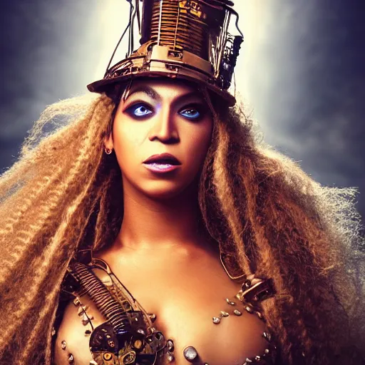 Prompt: beyonce steampunk cyborg, movie poster, sharp focus, contemporary fashion shoot, by edward robert hughes, annie leibovitz and steve mccurry, david lazar, jimmy nelsson, extremely detailed, hyperrealistic, perfect face, octane render