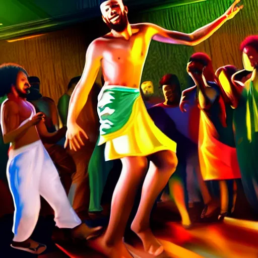 Image similar to jesus christ dancing to afrobeat music dj playing nigerian club party photorealistic ultra-realistic