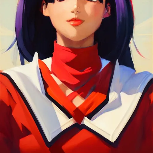 Image similar to greg manchess portrait painting of sailor mars as overwatch character, medium shot, asymmetrical, profile picture, organic painting, sunny day, matte painting, bold shapes, hard edges, street art, trending on artstation, by huang guangjian and gil elvgren and sachin teng